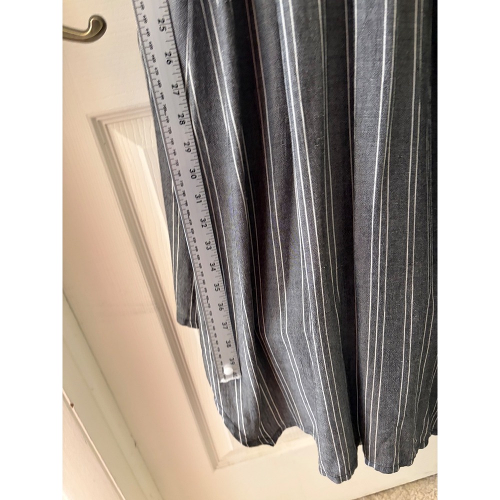 O'Neill Grey White Striped Strappy Midi Dress Womens Sz L Boho Beach Flowy EUC - Picture 6 of 7